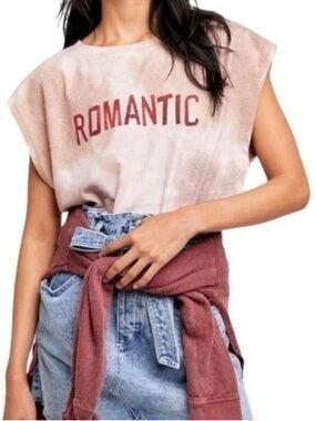 Free People We The Free Romantic Tie Dye Oversized Muscle Tee Boho Graphic XL